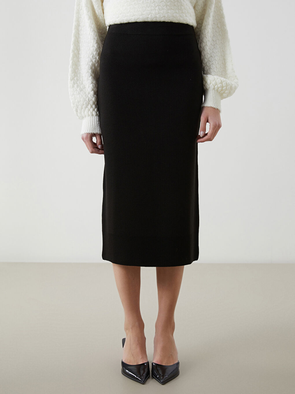 Elasticated Waist Women's Knitwear Skirt -W4LO24Z8-CVL