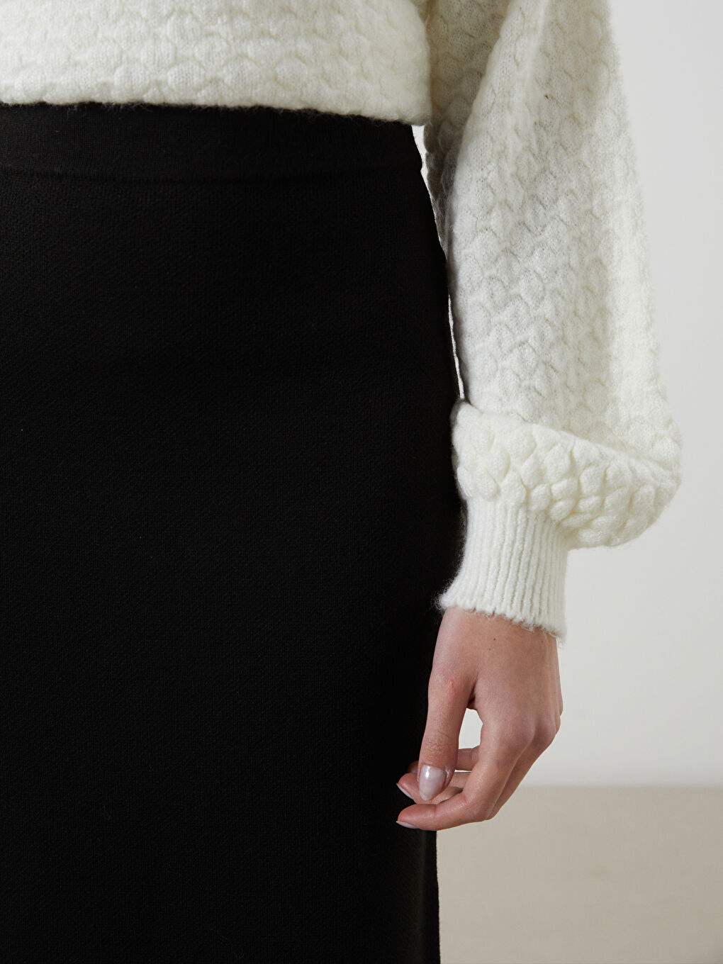 Elasticated Waist Women's Knitwear Skirt -W4LO24Z8-CVL