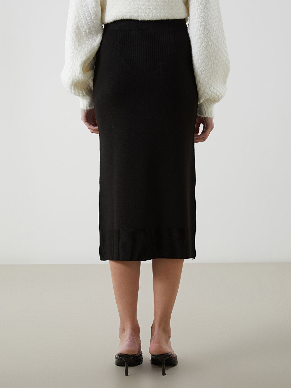 Elasticated Waist Women's Knitwear Skirt -W4LO24Z8-CVL