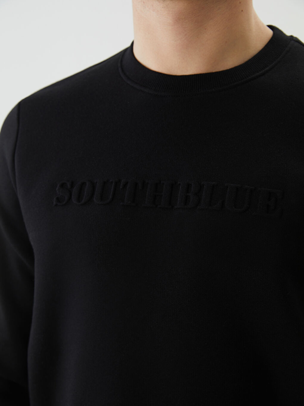 Siyah Bisiklet Yaka Uzun Kollu Baskılı Erkek Sweatshirt-2