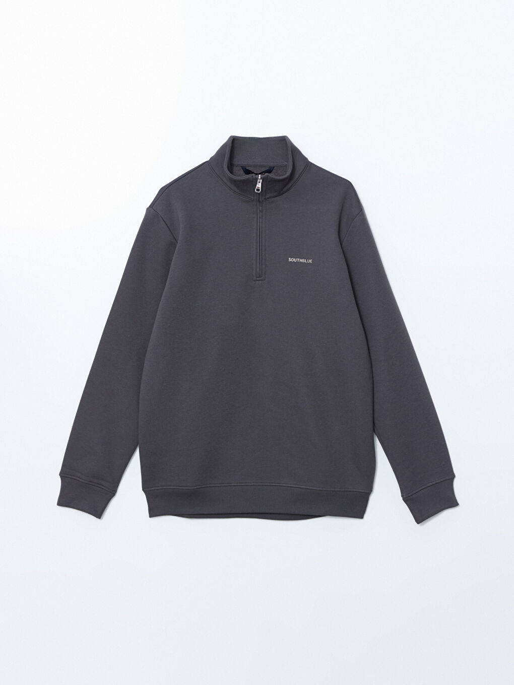 Antrasit Dik Yaka Uzun Kollu Baskılı Erkek Sweatshirt-4