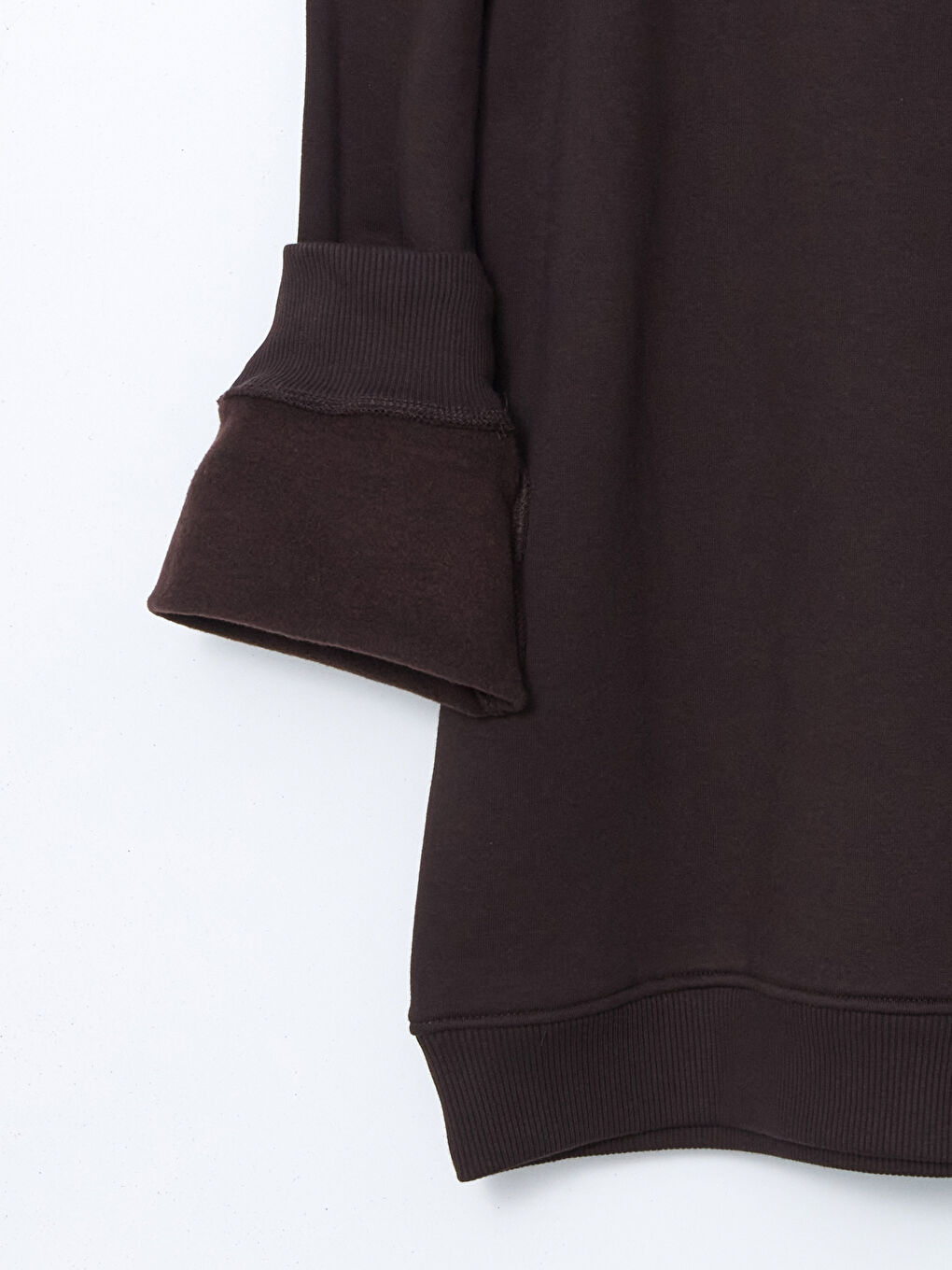 Kahverengi Dik Yaka Uzun Kollu Baskılı Erkek Sweatshirt-5