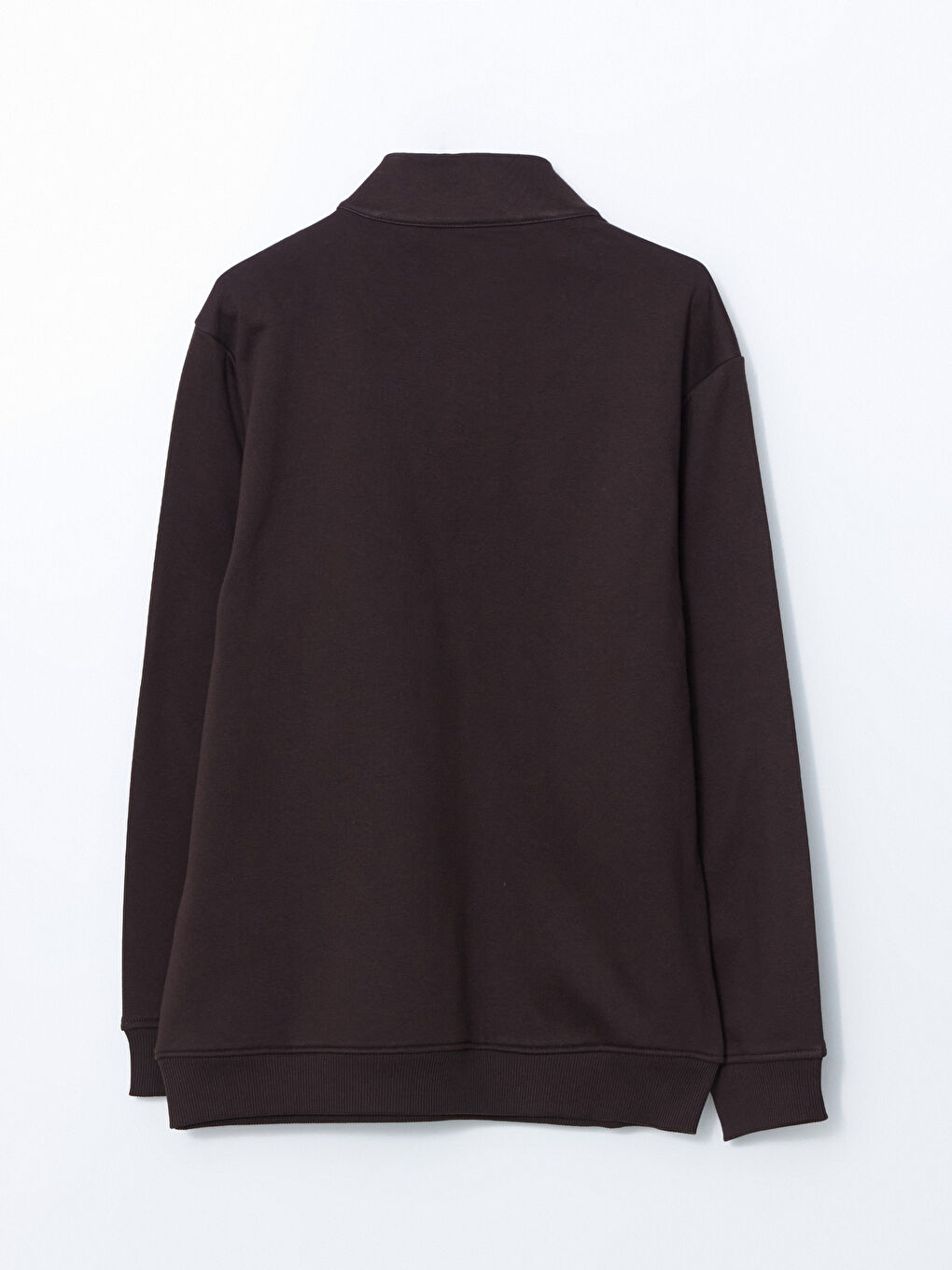 Kahverengi Dik Yaka Uzun Kollu Baskılı Erkek Sweatshirt-6