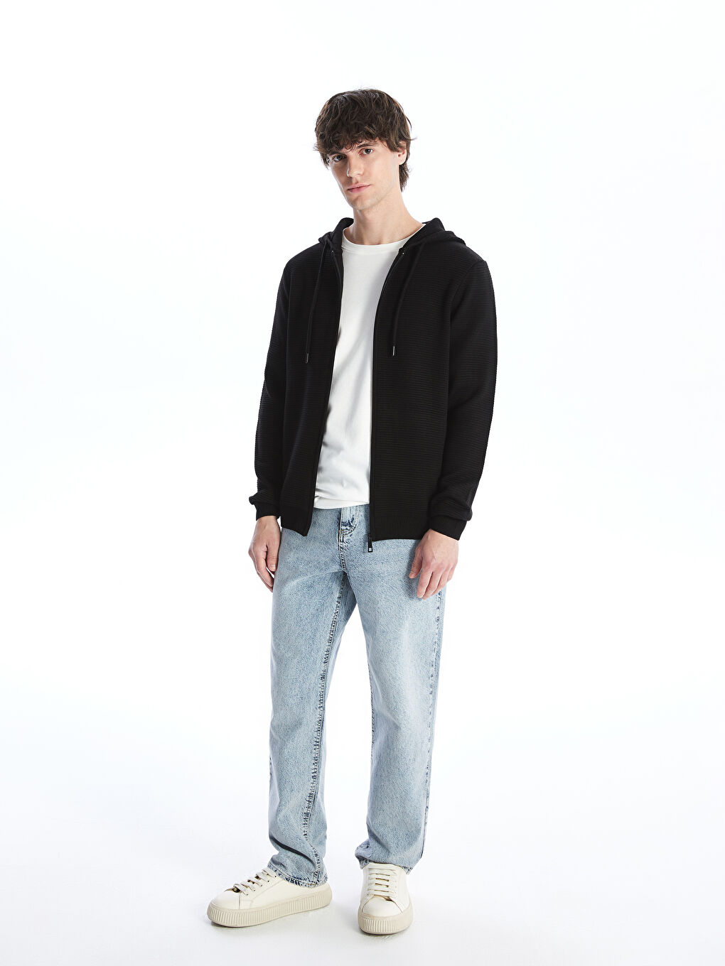 Hooded Long Sleeve Men's Knitwear Cardigan-3