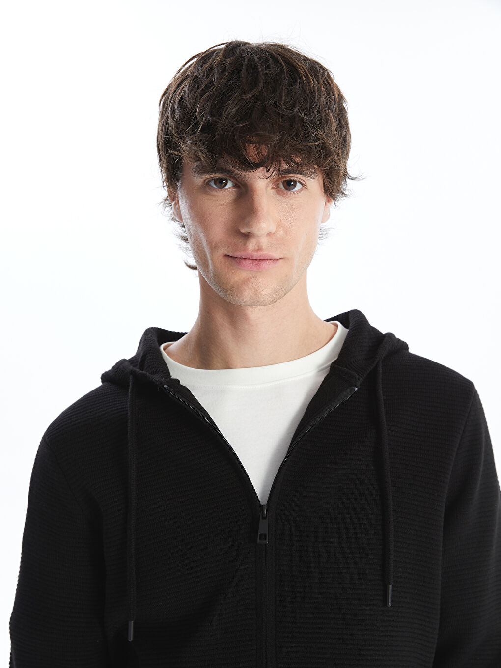 Hooded Long Sleeve Men's Knitwear Cardigan-5