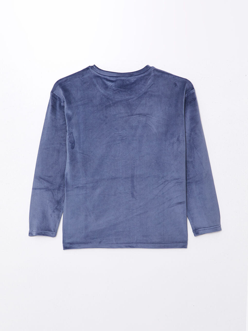 Mor Bisiklet Yaka Nakışlı Kadife Kadın Pijama Üstü-5