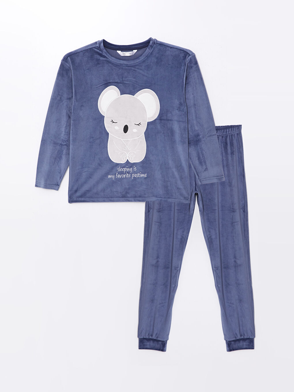 Crew Neck Embroidered Long Sleeve Velvet Women's Pajamas Set-8