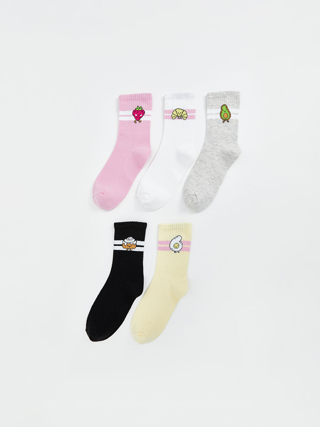 LCW Kids Patterned Girls' Ankle Socks 5 Pack -W4LO56Z4-J3S