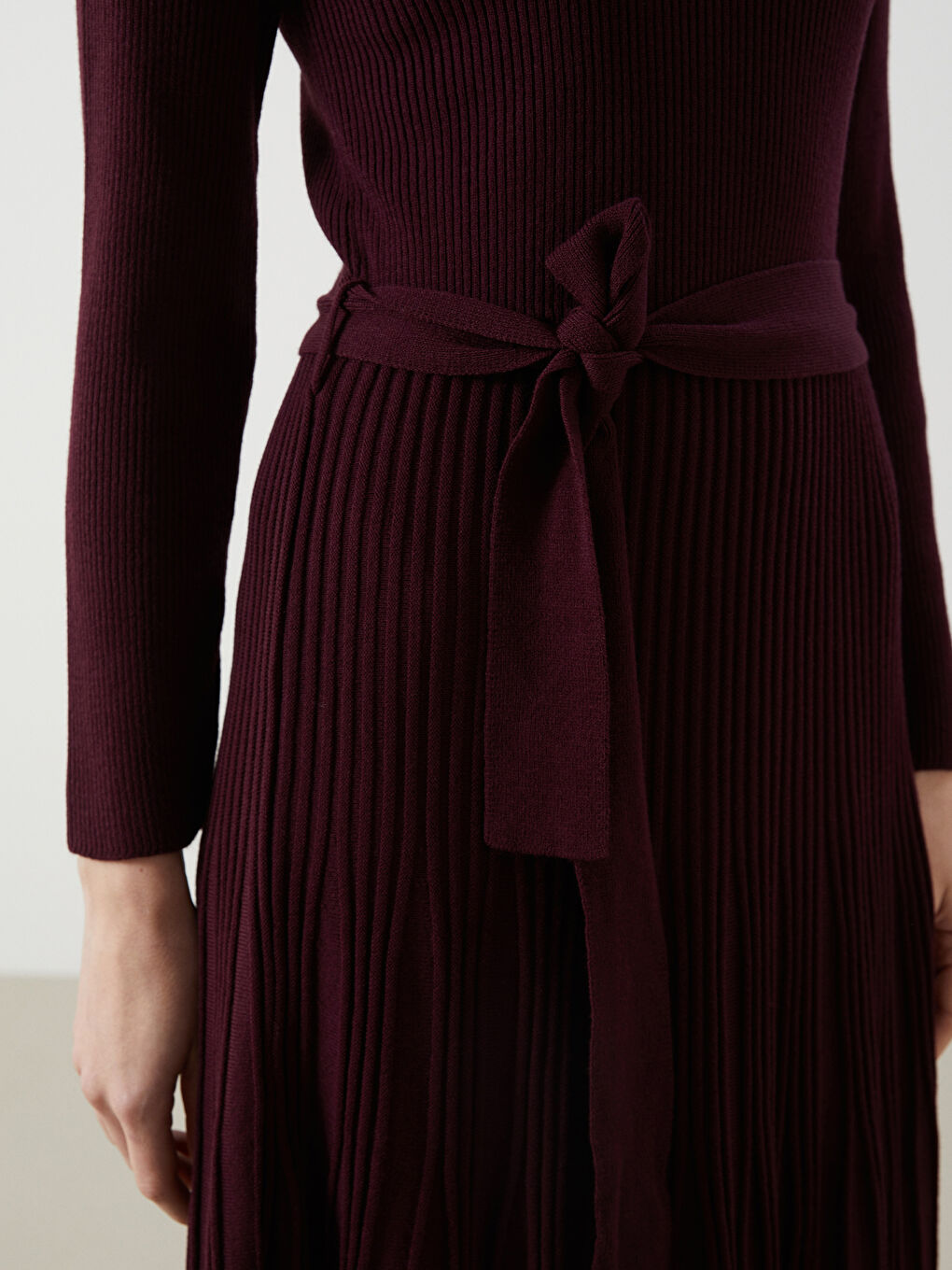 Mürdüm Bisiklet Yaka Kadın Triko Elbise-2