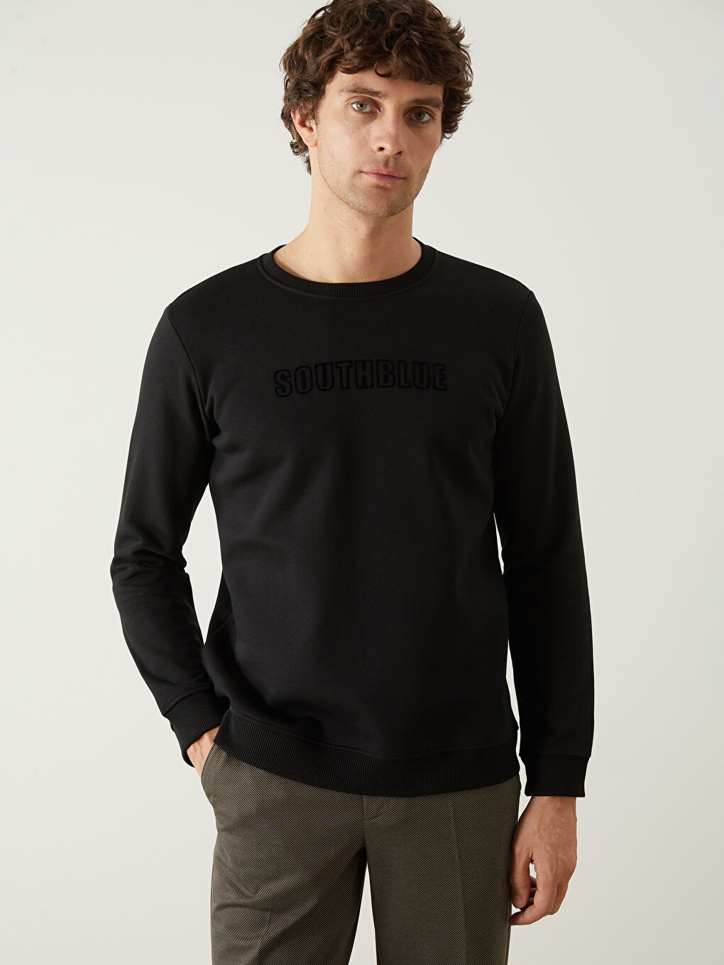 Crew Neck Printed Men's Thick Sweatshirt -W4LO67Z8-CVL