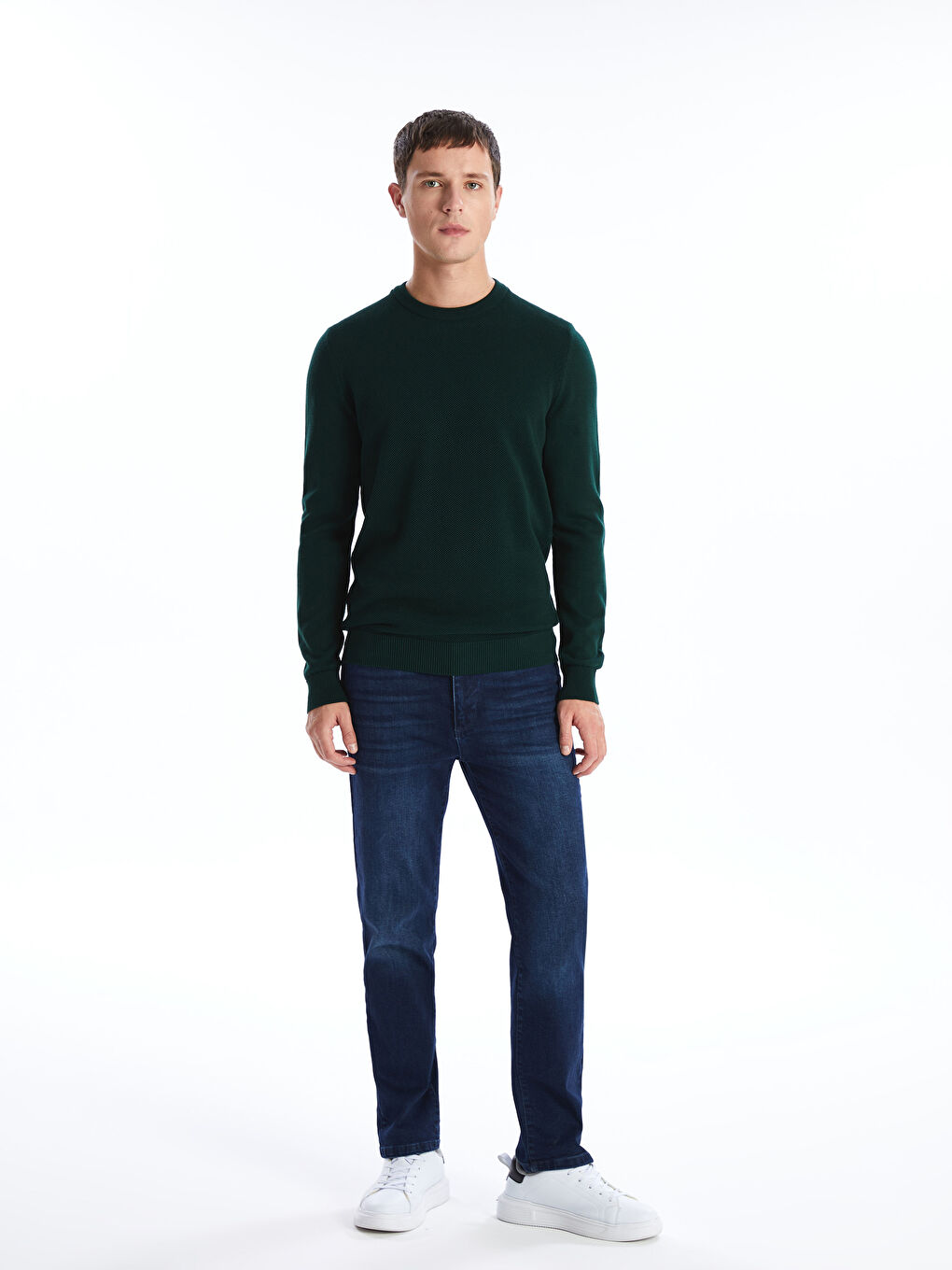 Crew Neck Long Sleeve Men's Tricot Sweater-5