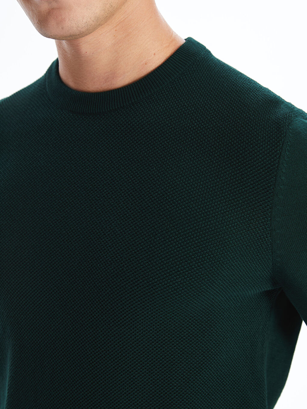Crew Neck Long Sleeve Men's Tricot Sweater-7