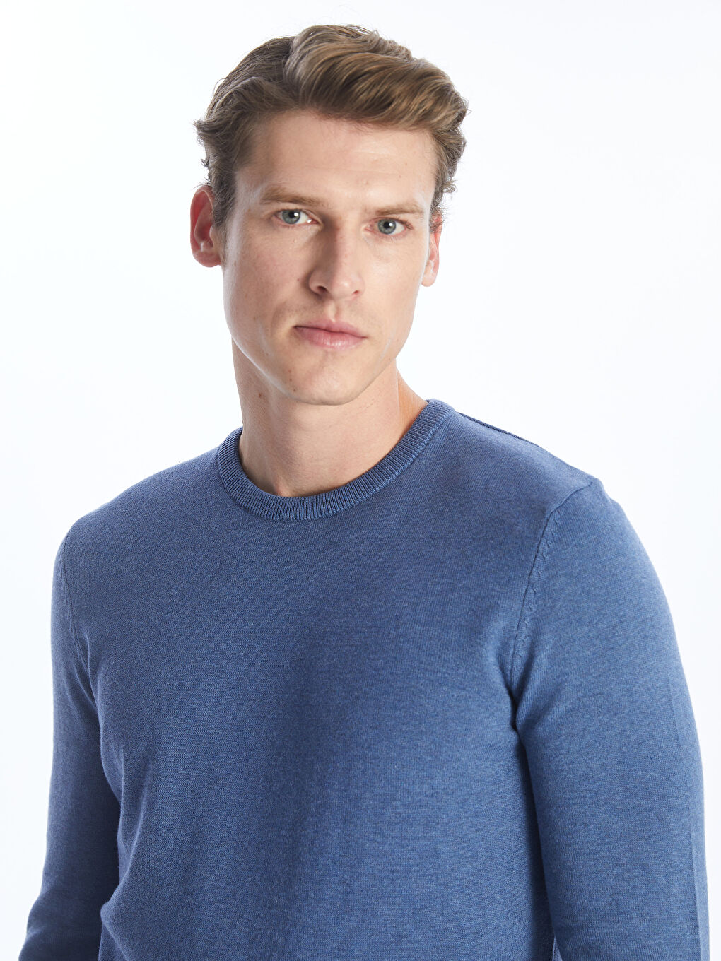 Crew Neck Long Sleeve Men's Tricot Sweater-1
