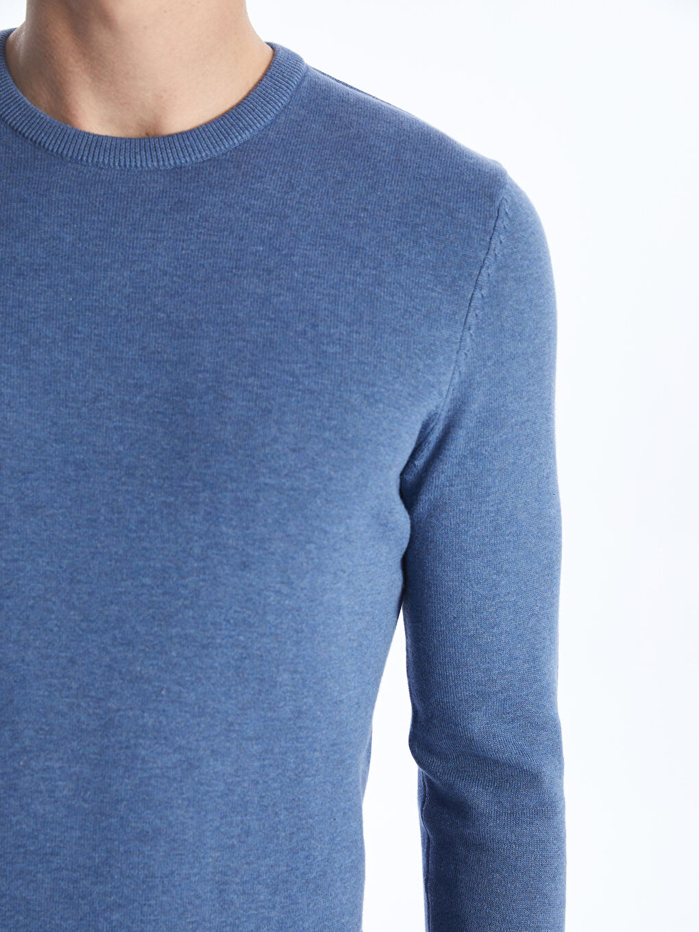 Crew Neck Long Sleeve Men's Tricot Sweater-3
