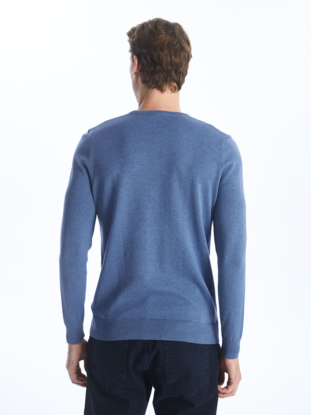 Crew Neck Long Sleeve Men's Tricot Sweater-4