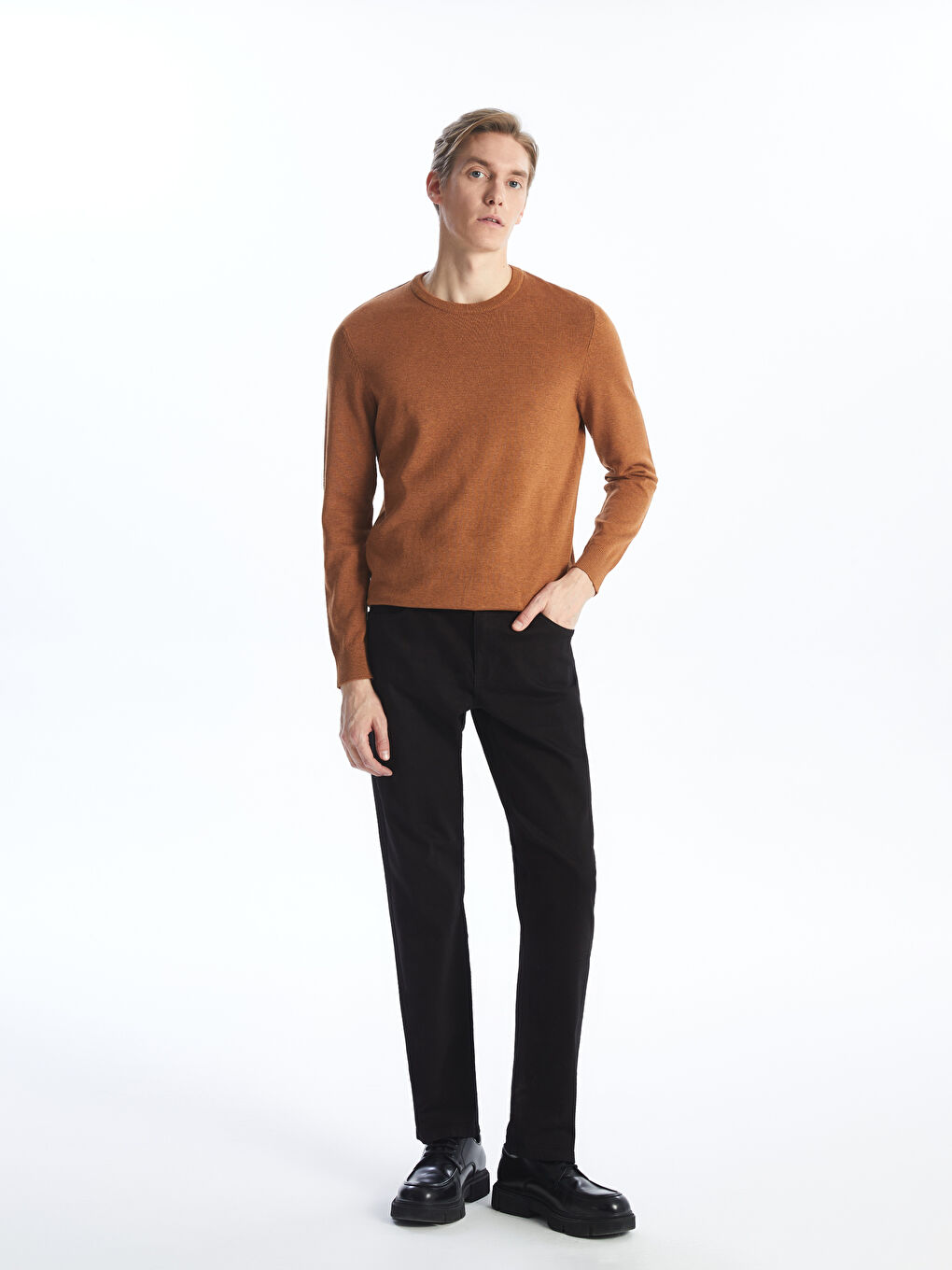 LCWAIKIKI Classic Crew Neck Long Sleeve Men's Tricot Sweater -W52331Z8-E6W