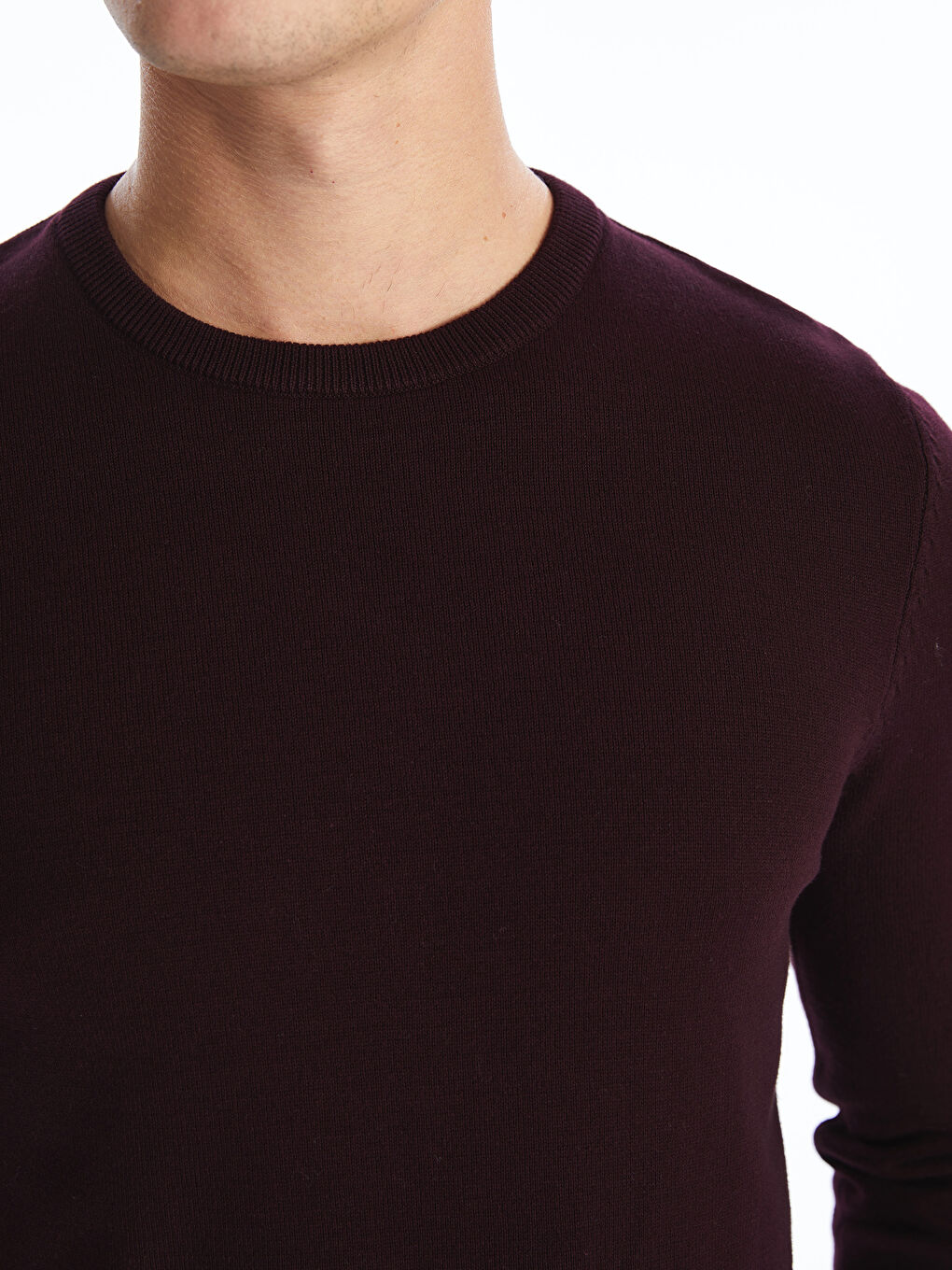 Crew Neck Long Sleeve Men's Tricot Sweater -W52331Z8-J0S