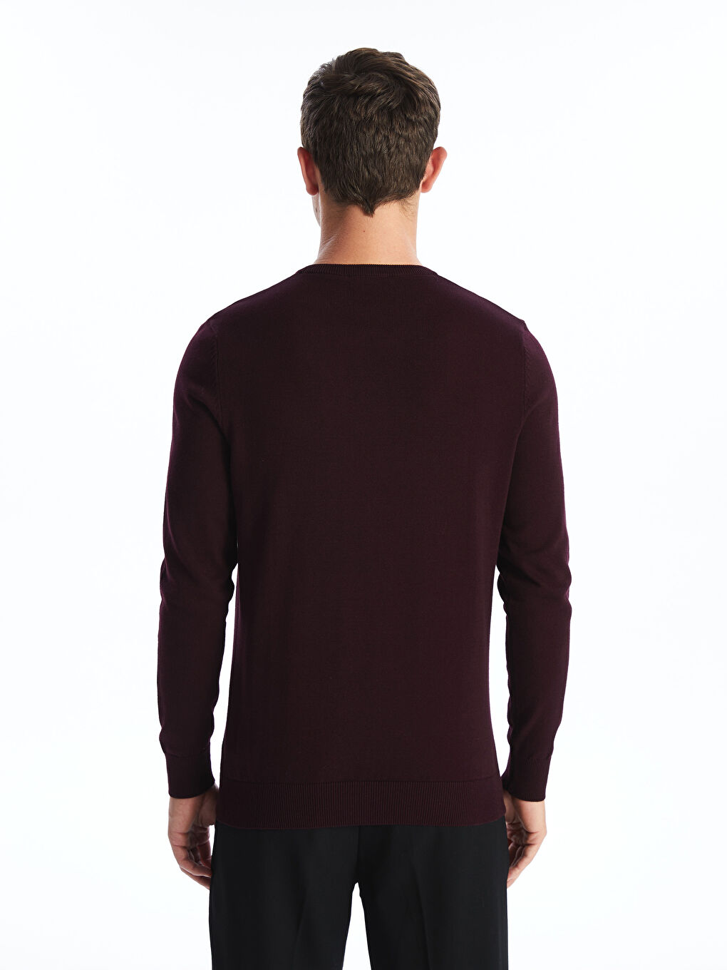 Crew Neck Long Sleeve Men's Tricot Sweater -W52331Z8-J0S