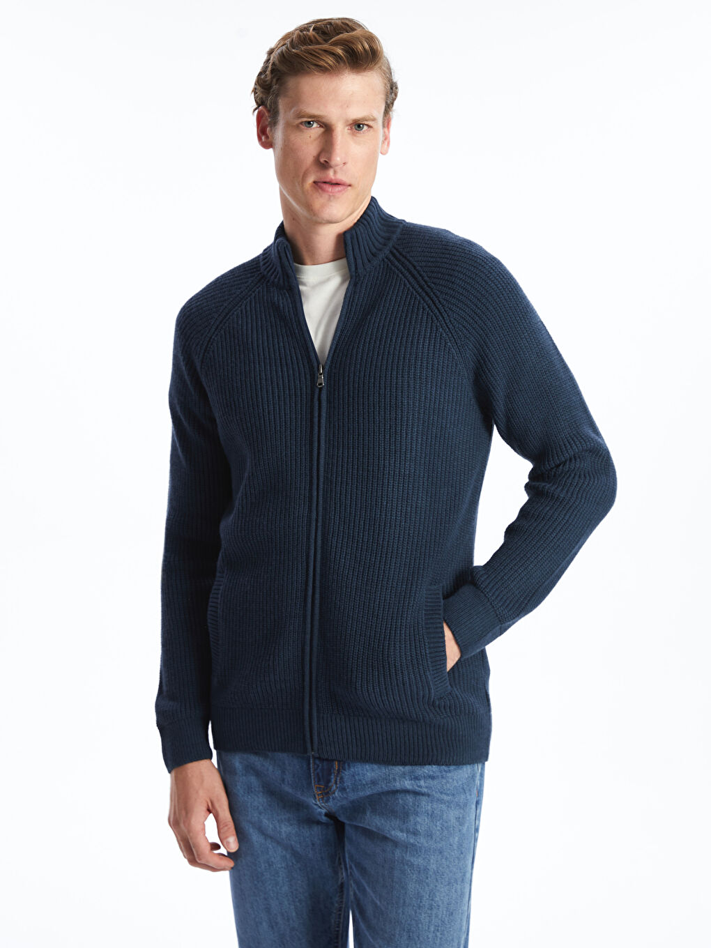 LCWAIKIKI Classic Regular Fit Funnel Neck Men's Knit Cardigan -W52332Z8-D6T