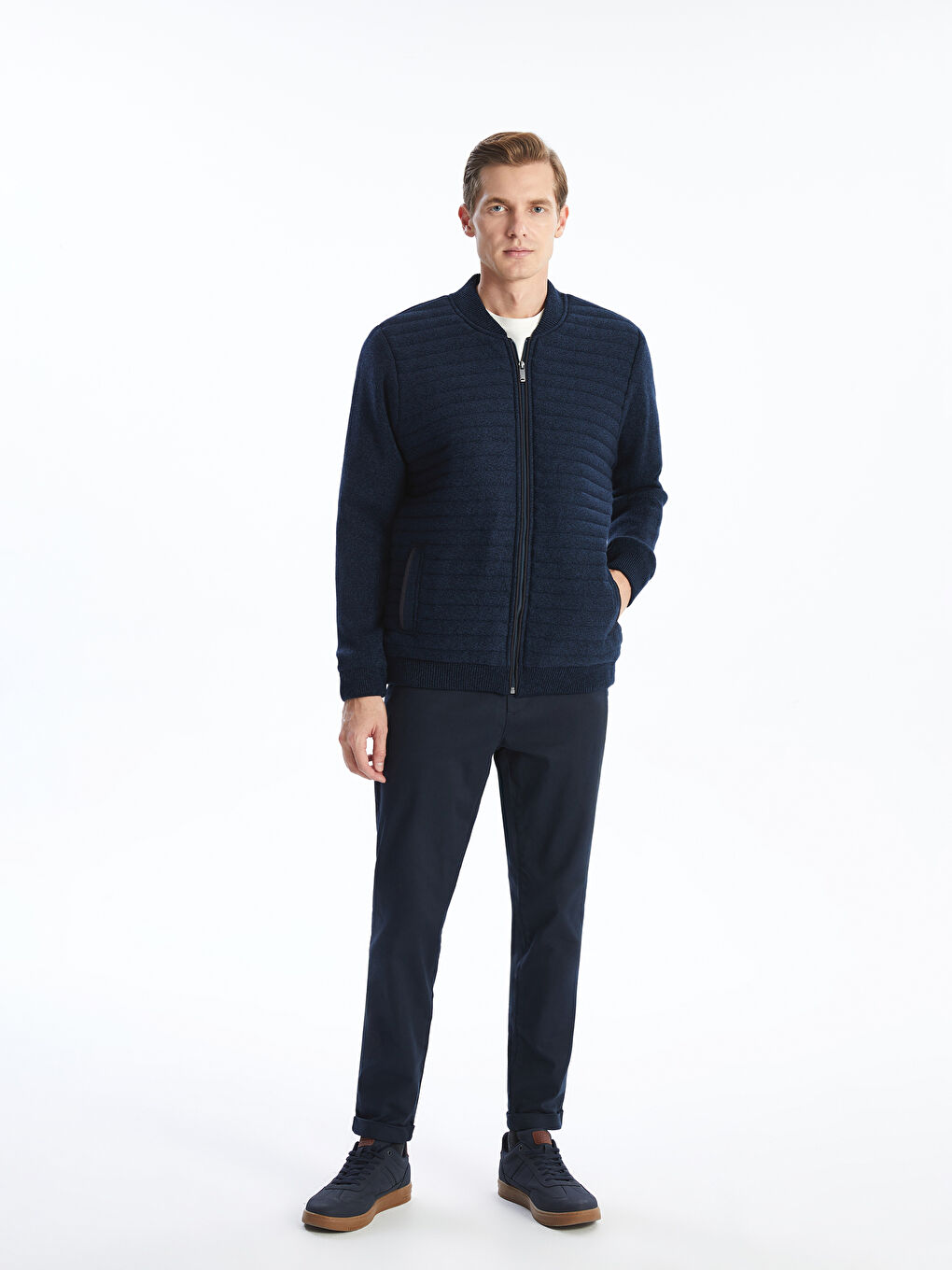 Standard Fit College Collar Men's Knitwear Cardigan-1