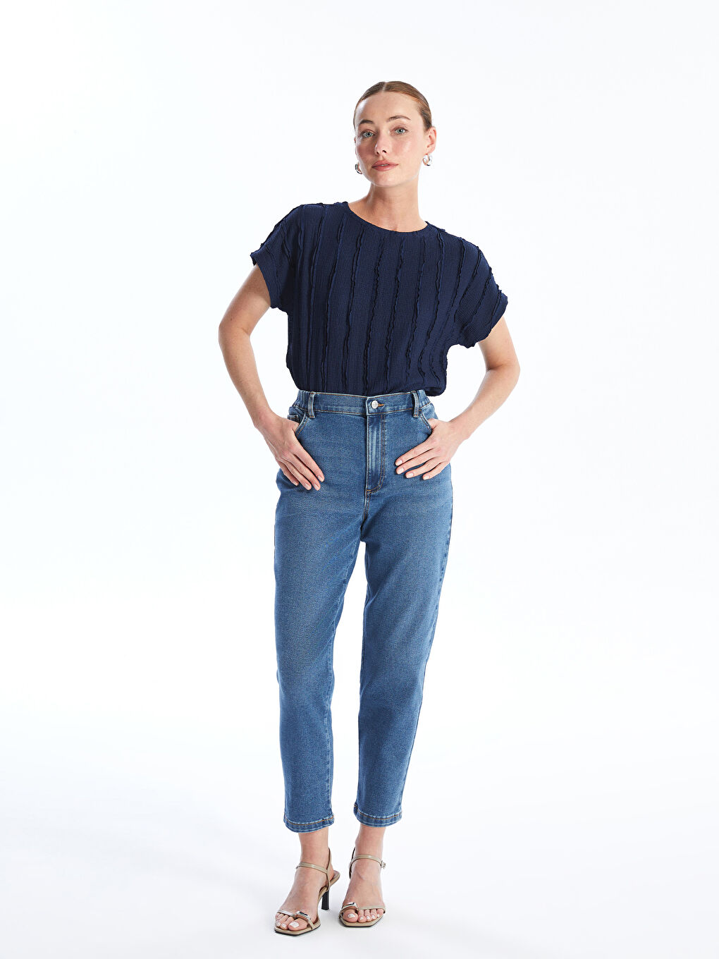 LCWAIKIKI Classic Elasticated Waist Mom Fit Women's Jeans -W52392Z8-H45