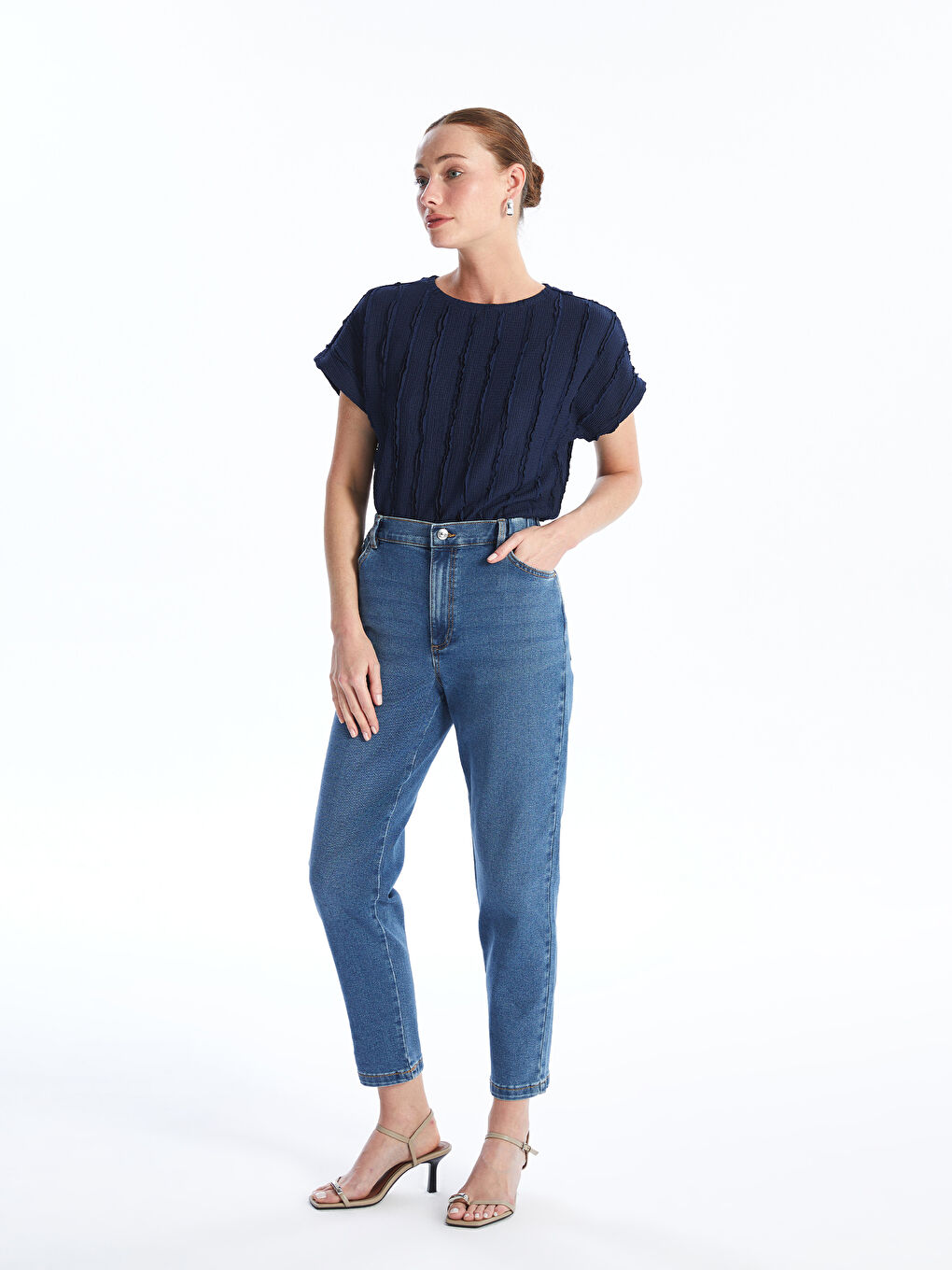 LCWAIKIKI Classic Elasticated Waist Mom Fit Women's Jeans -W52392Z8-H45