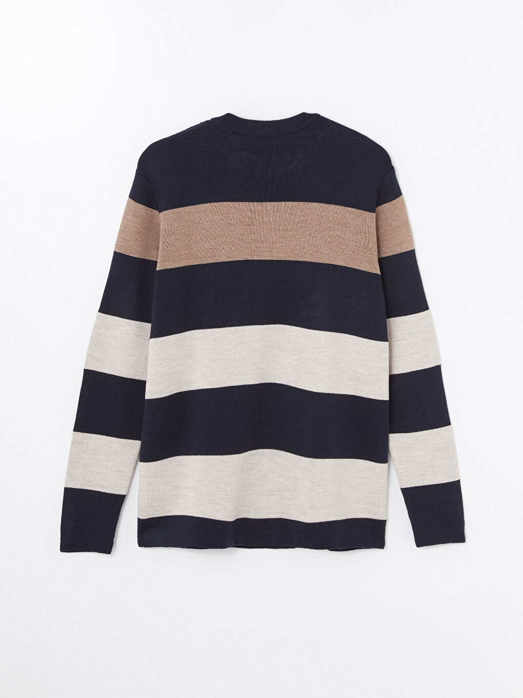 Crew Neck Long Sleeve Striped Men's Knitwear Sweater-5