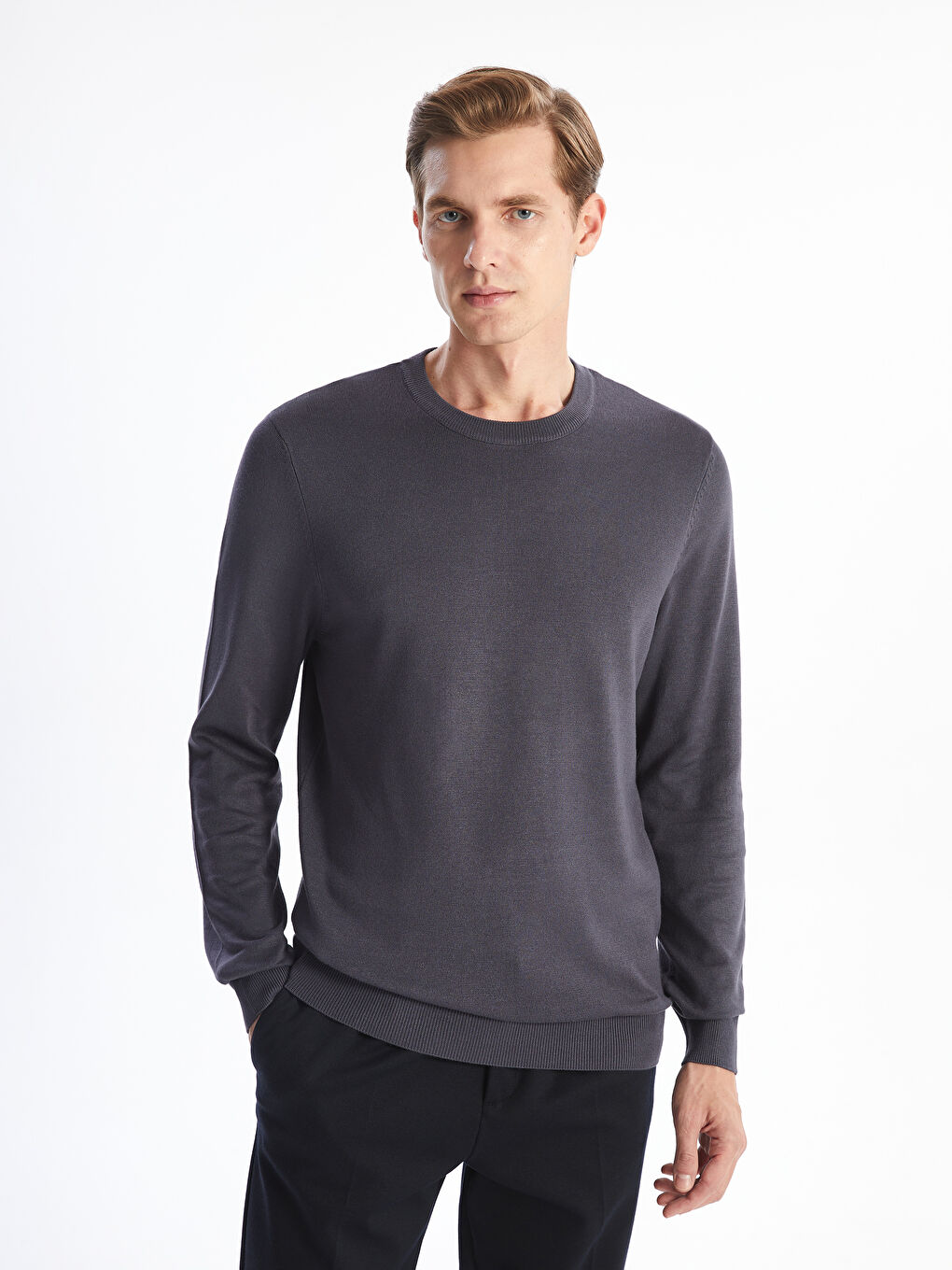 LCWAIKIKI Classic Crew Neck Long Sleeve Men's Tricot Sweater -W52459Z8-HGV