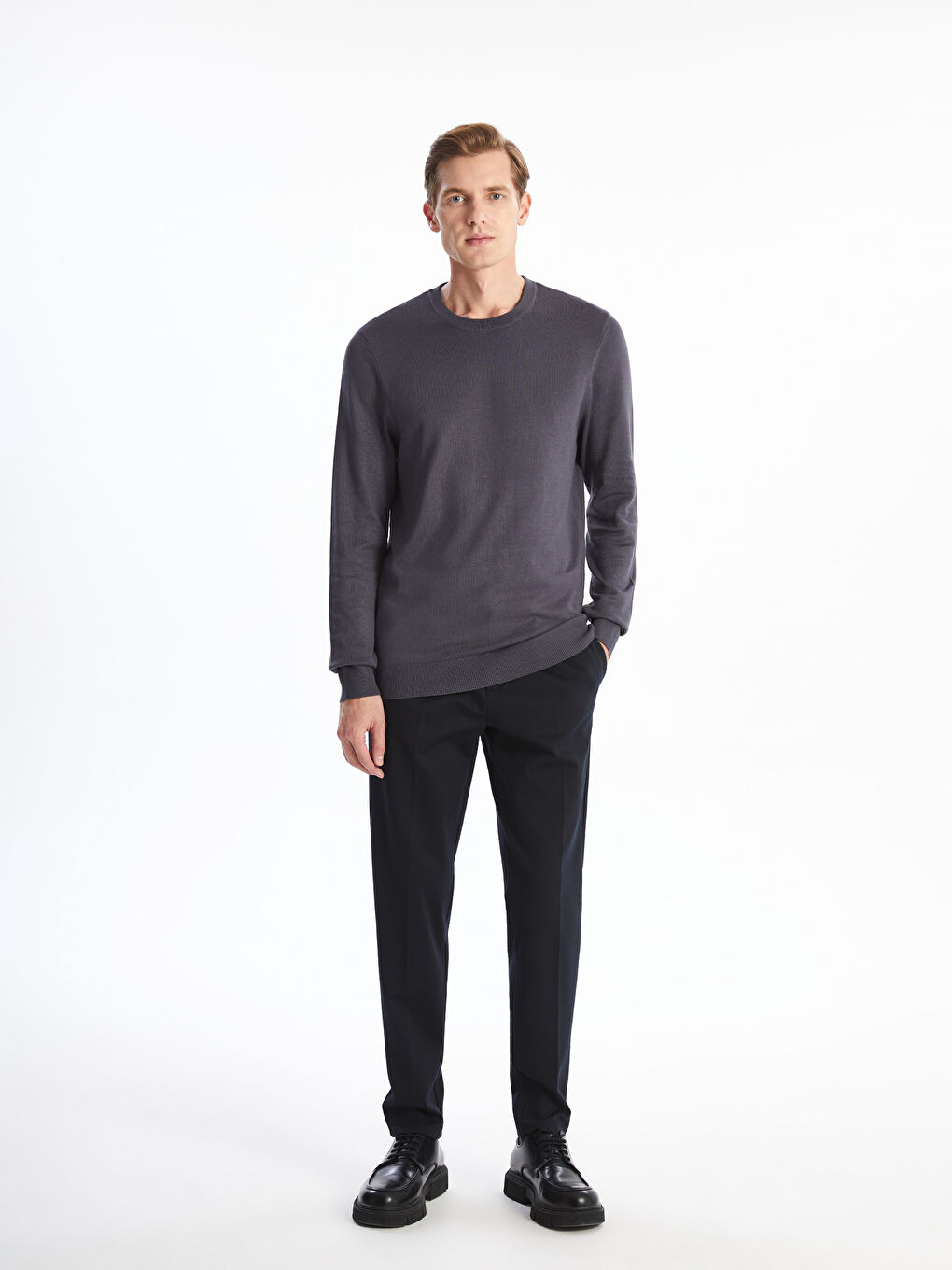 LCWAIKIKI Classic Crew Neck Long Sleeve Men's Tricot Sweater -W52459Z8-HGV