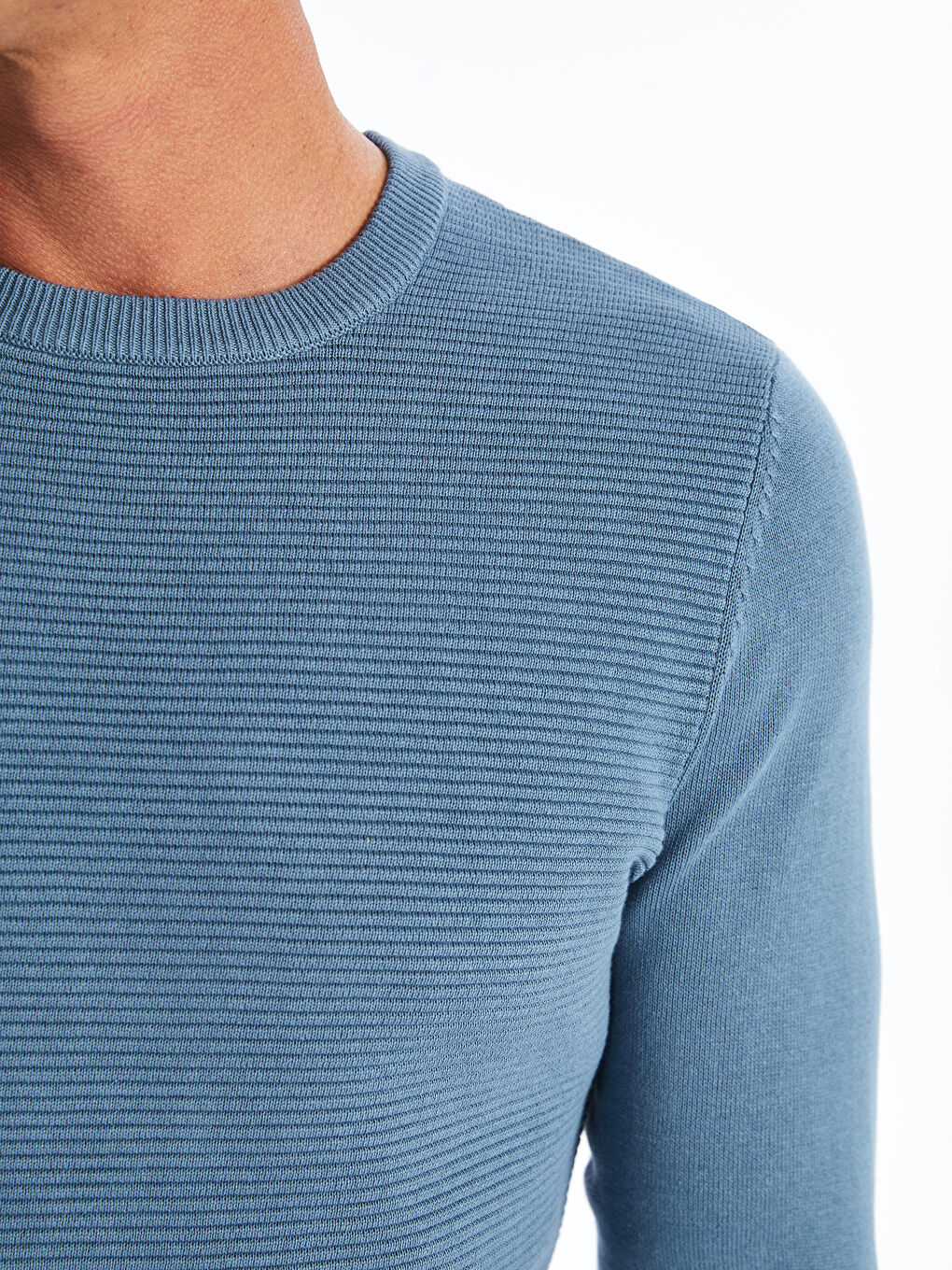 Crew Neck Long Sleeve Men's Tricot Sweater-3