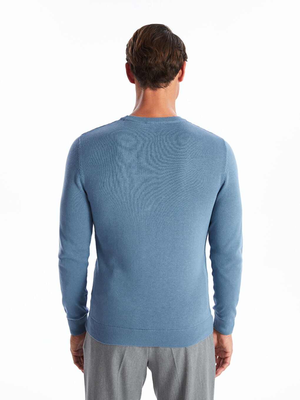 Crew Neck Long Sleeve Men's Tricot Sweater-5