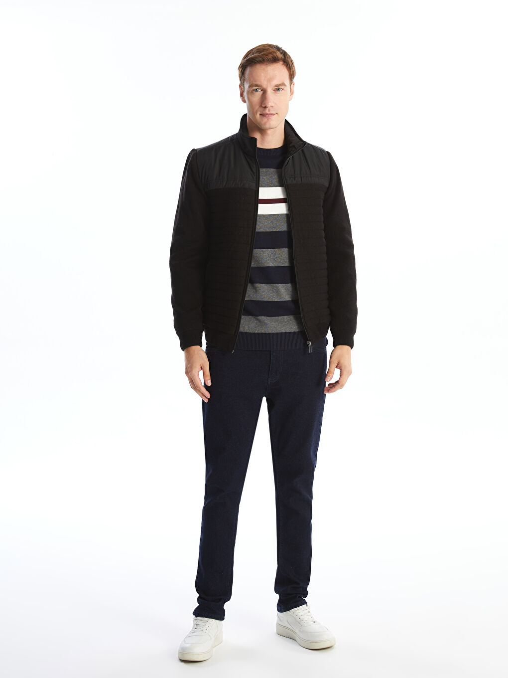 Regular Fit Funnel Neck Men's Knitwear Coat-3