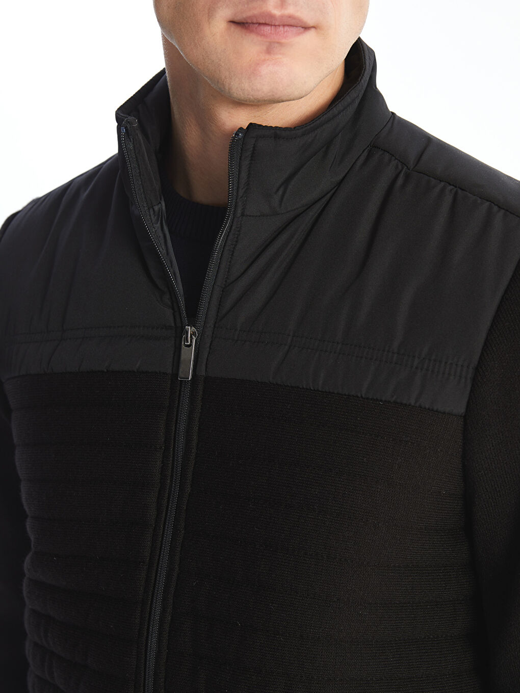 Regular Fit Funnel Neck Men's Knitwear Coat-5