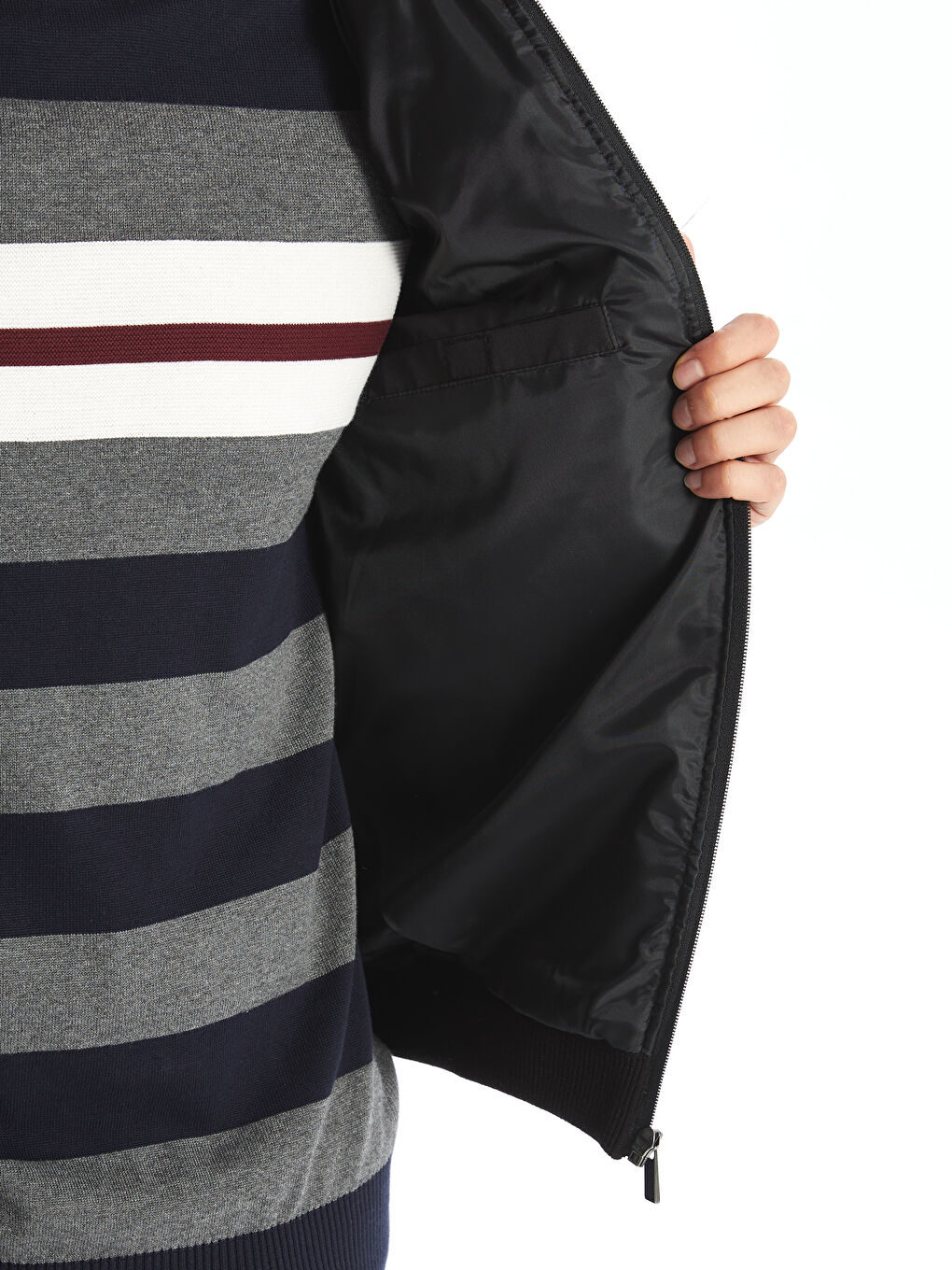 Regular Fit Funnel Neck Men's Knitwear Coat-7