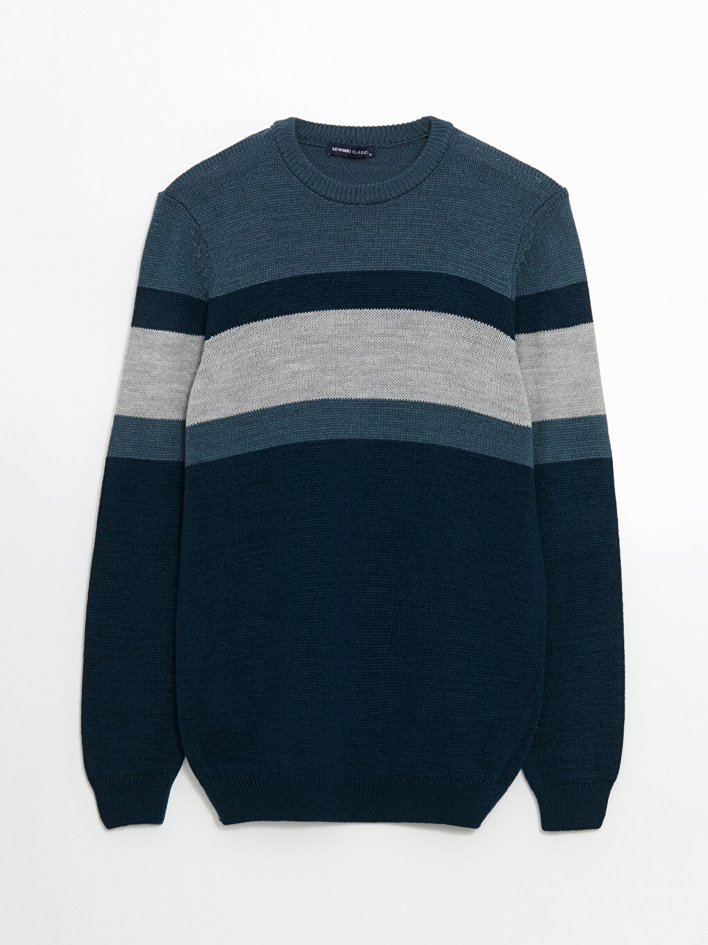 Crew Neck Long Sleeve Color Block Men's Knitwear Sweater-8