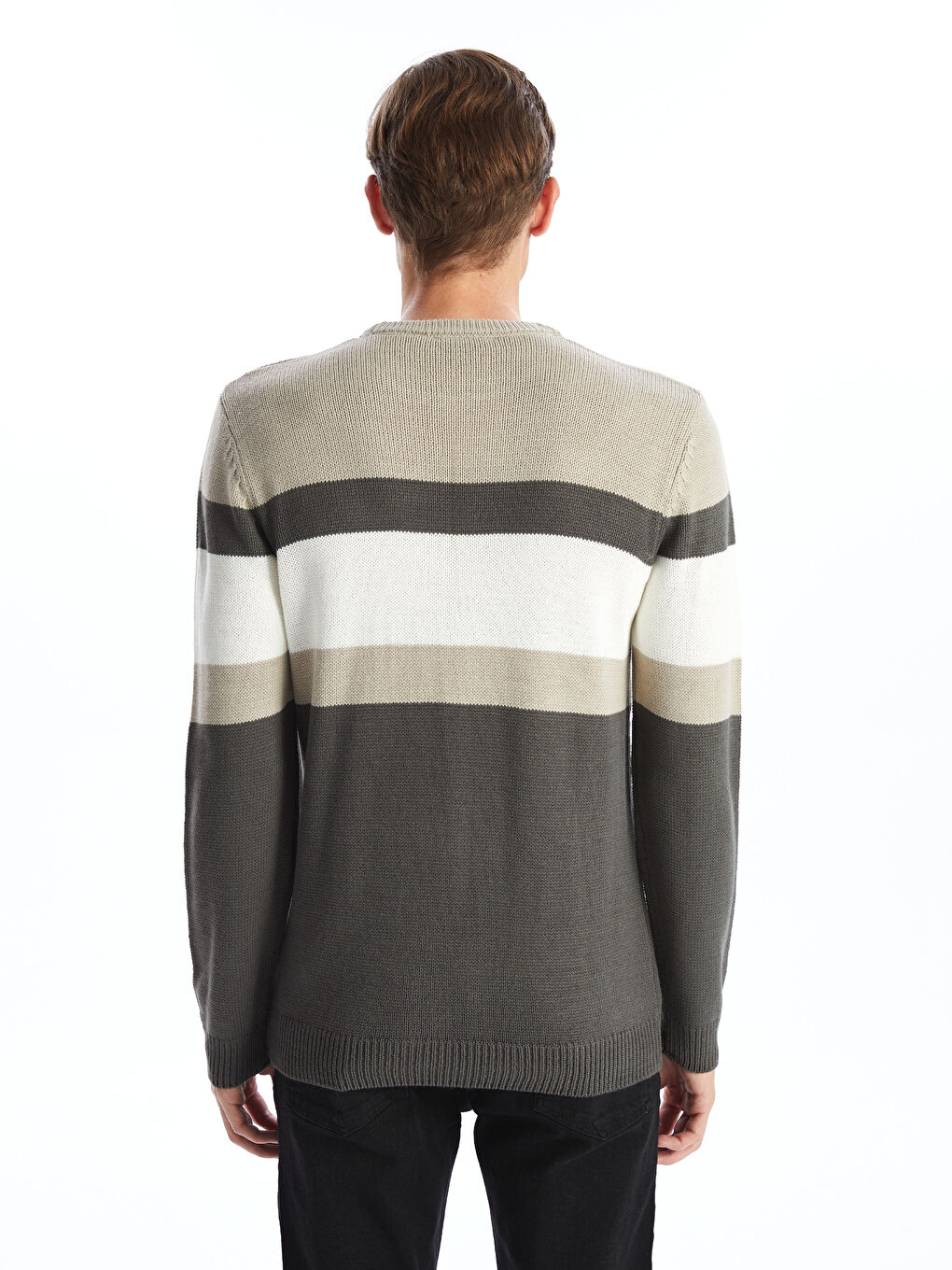 Pull-over en Tricot à Col Rond et Manches Longues Bloc de Couleurs pour Hommes-7