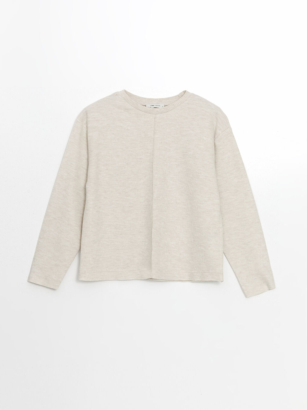 Bej Bisiklet Yaka Kadın Triko Kazak-4