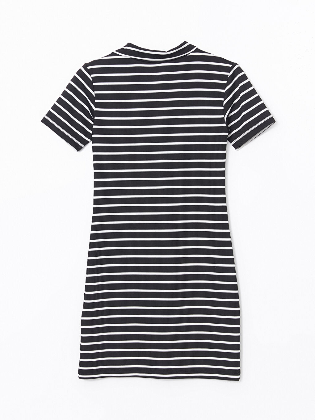 Siyah Petite Polo Yaka Çizgili Elbise-9