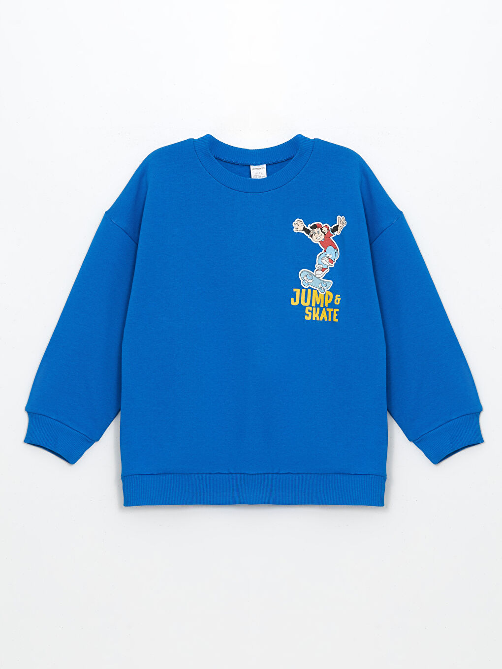 LCW baby Mavi Nostaljik Maymun Baskılı Erkek Çocuk Sweatshirt