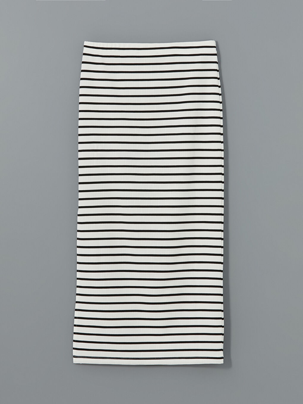 Beyaz Standart Fit Çizgili Kadın Etek-5