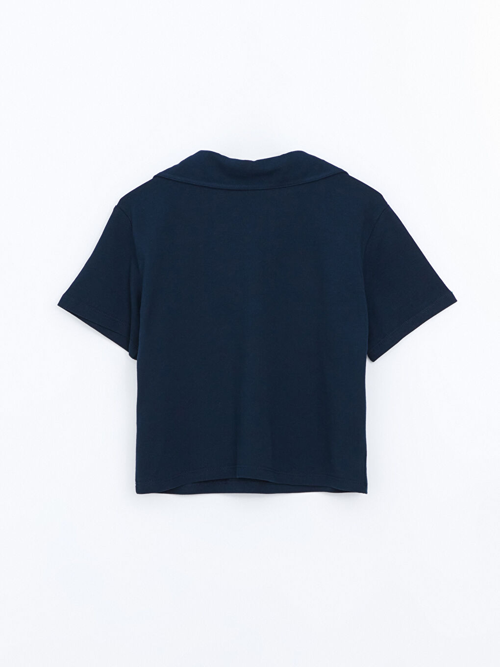 Lacivert Petite Polo Yaka Kadın Tişört-5