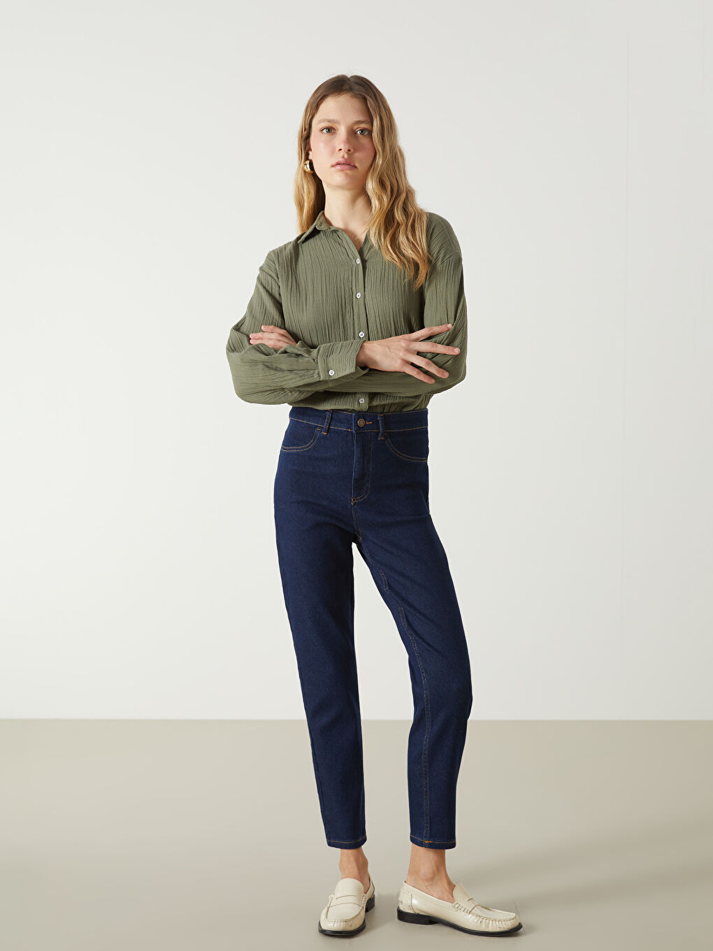 LCW Jeans İndigo Mom Fit Kadın Jean Pantolon