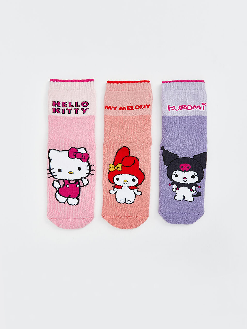 LCW Kids Pembe Hello Kitty Desenli Kız Çocuk Havlu Soket Çorap 3'lü