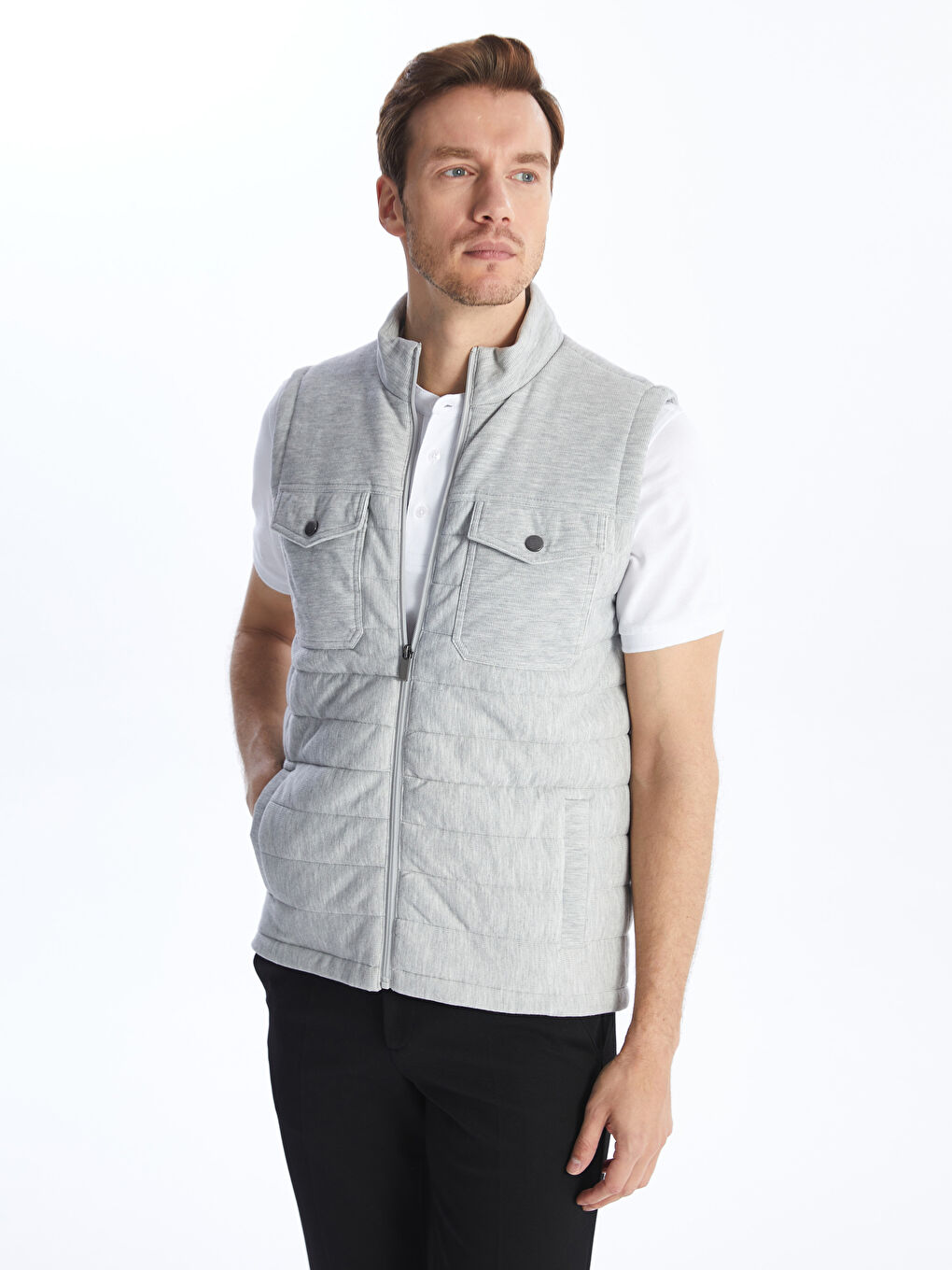 Regular Fit Funnel Neck Men's Knitwear Waistcoat-1