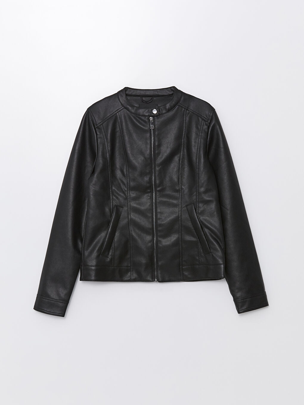 LCWAIKIKI Classic Crew Neck Women's Faux Leather Jacket -W52692Z8-CVL