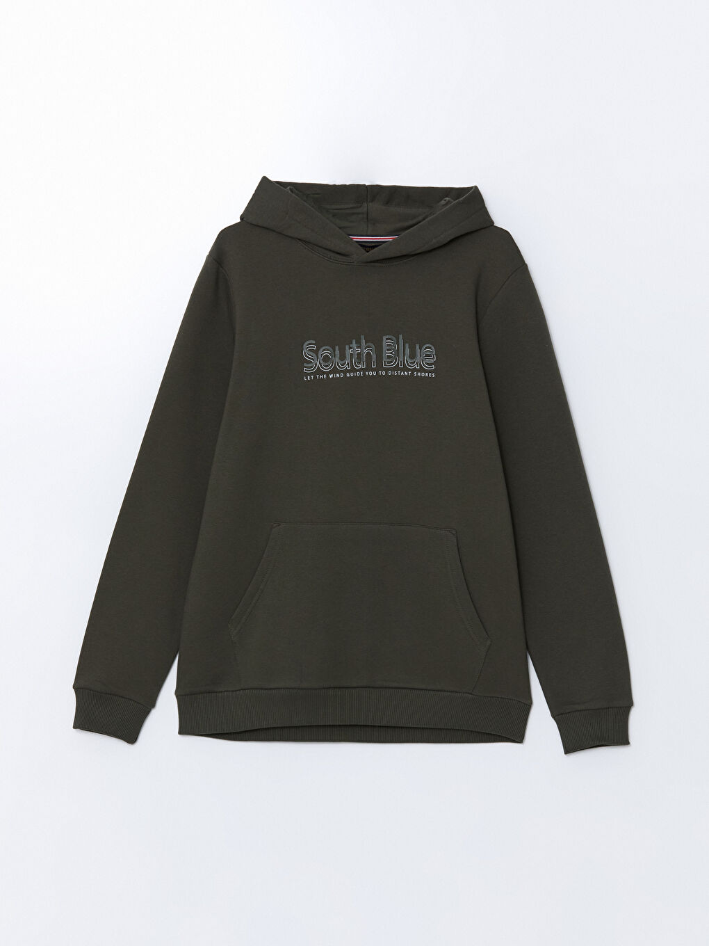 SOUTHBLUE Haki Uzun Kollu Baskılı Erkek Kalın Hoodie - 4