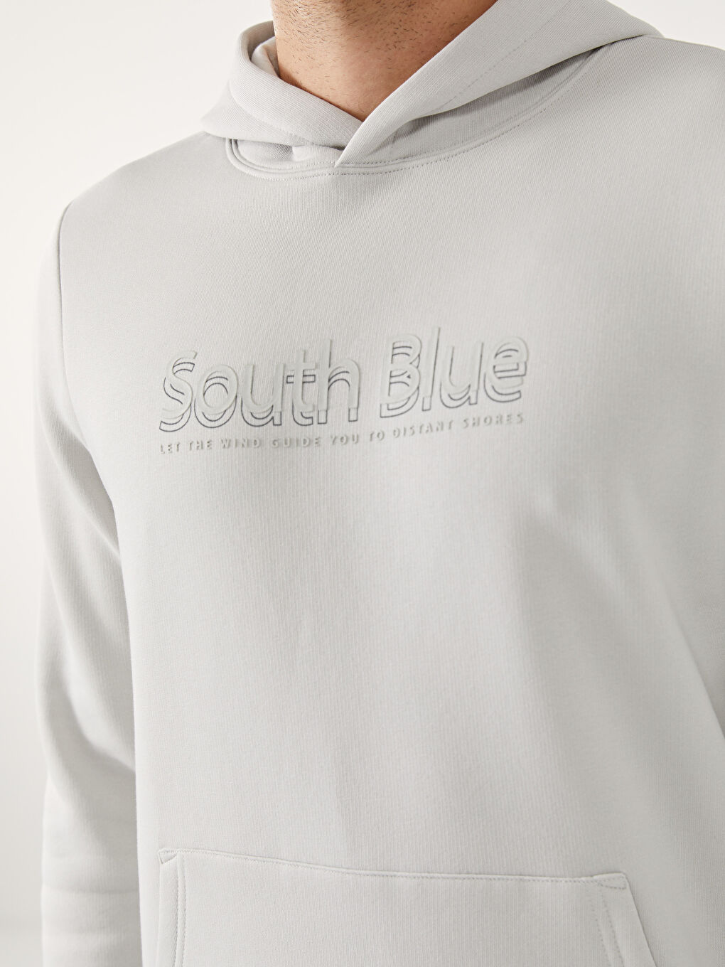 SOUTHBLUE Bej Uzun Kollu Baskılı Erkek Kalın Hoodie - 2