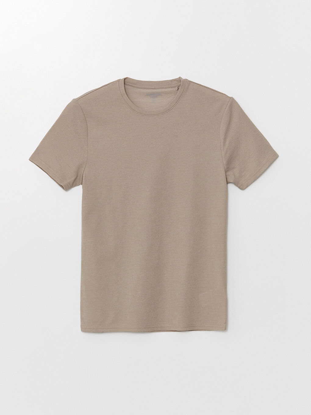 Bej Bisiklet Yaka Penye Erkek Tişört-11