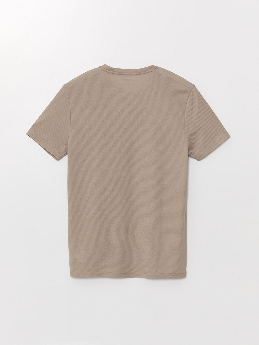 Bej Bisiklet Yaka Penye Erkek Tişört-12