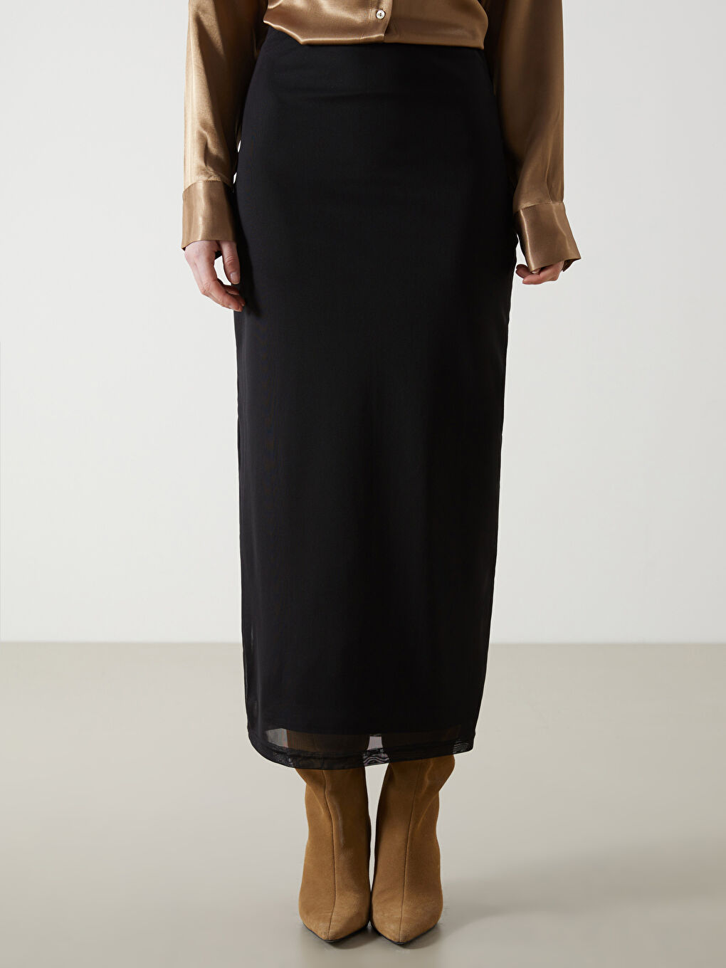 Siyah Ekstra Dar Fit Kadın Etek-1